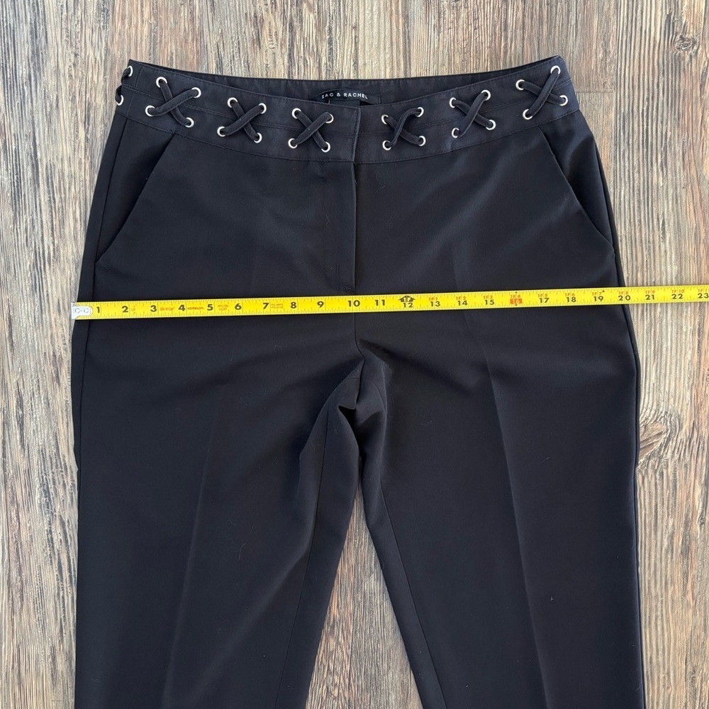 *FLAWS Zac & Rachel Lace-Up Waist Trouser Pants Womens 10 Black Whimsigoth Y2K - Picture 7 of 12